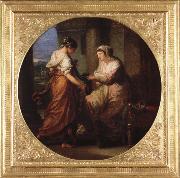 Angelika Kauffmann Elektra gibt ihre Schwester Chyrsothemis ihren Gurtel und die Locken des Orest fur das Grab Des Agamemnon Spain oil painting artist
